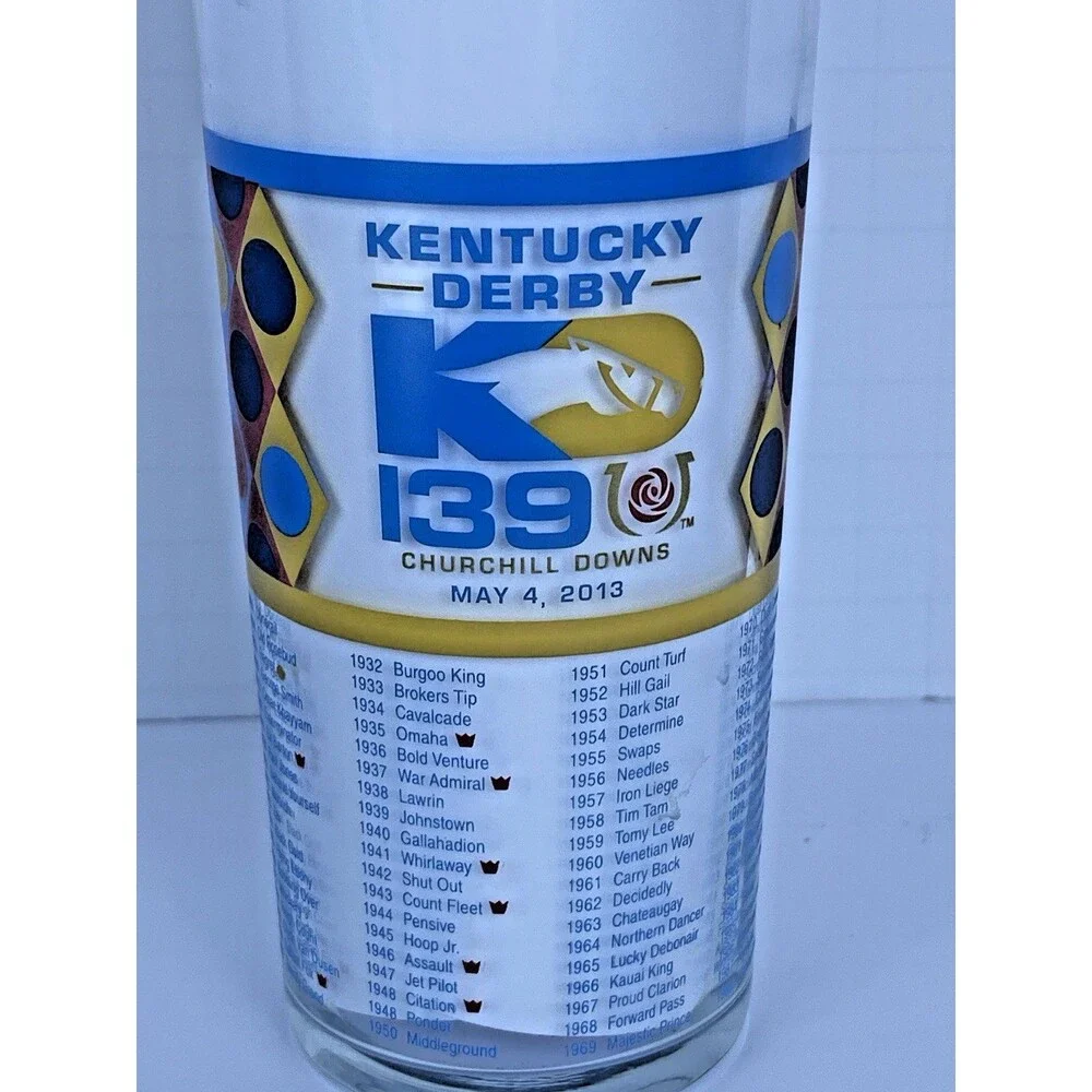 Kentucky Derby 139th Souvenir Glass Churchill Downs Horse Racing Cup Geometric